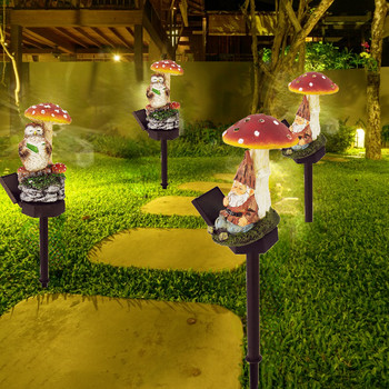 LED ηλιακά φώτα κήπου Μανιτάρι νάνος κουκουβάγια φωτιστικό άγαλμα Smart Light Sense Λαμπτήρα γκαζόν Yard Spirit Fairy Lights Διακόσμηση μονοπατιού βεράντας