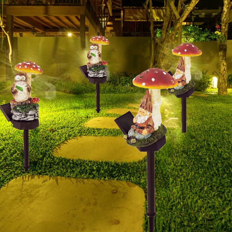 LED saules dārza gaismas sēņu pundurpūces statujas lampa Smart Light Sense zāliena lampa pagalma gara gaismekļi iekšpagalma celiņa dekors