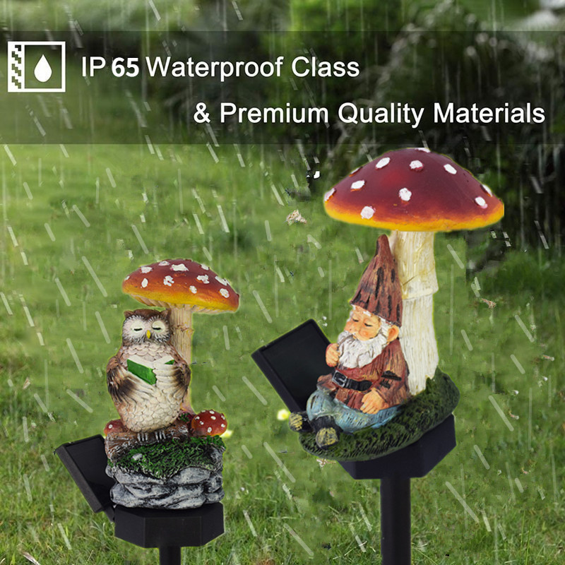 LED saules dārza gaismas sēņu pundurpūces statujas lampa Smart Light Sense zāliena lampa pagalma gara gaismekļi iekšpagalma celiņa dekors