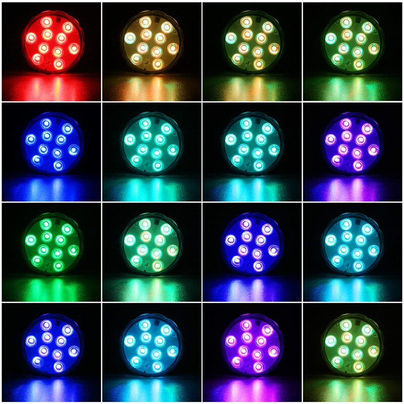 10 ledes RGB merülő LED lámpák víz alatti éjszakai fény kültéri úszómedence fény tealámpa váza tóparti esküvői dekoráció