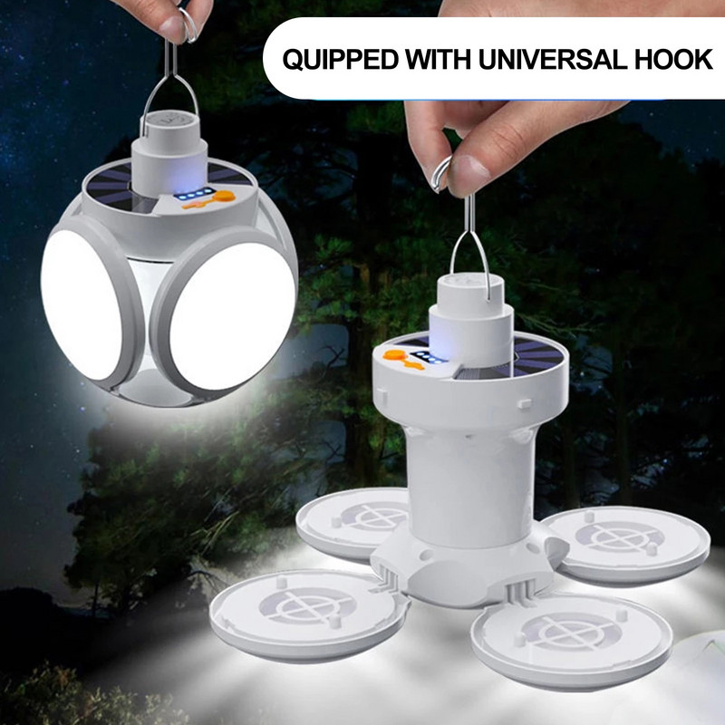 500LM pārnēsājama saules kempinga spuldze 45LED lampa uzlādējama tālvadības LED telts laternas piekārta lampa iekšpagalma dārzam