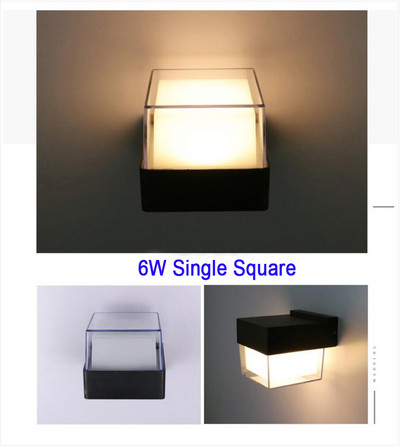 AC85-265V 6W/12W LED iekštelpu vai āra sienas lampa, viena dubultā apaļa kvadrāta IP65 ūdensizturīga ar 3 gadu garantiju