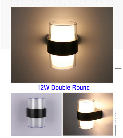 AC85-265V 6W/12W LED iekštelpu vai āra sienas lampa, viena dubultā apaļa kvadrāta IP65 ūdensizturīga ar 3 gadu garantiju