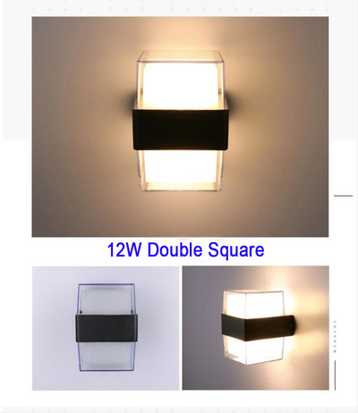 AC85-265V 6W/12W LED iekštelpu vai āra sienas lampa, viena dubultā apaļa kvadrāta IP65 ūdensizturīga ar 3 gadu garantiju