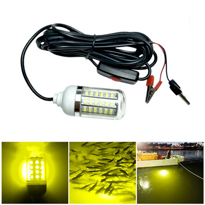 12V LED-es horgászlámpa 100W Ip68 csali halkereső lámpa 108 led 2835SMD garnélarák tintahal krill 4 színű víz alatti fény