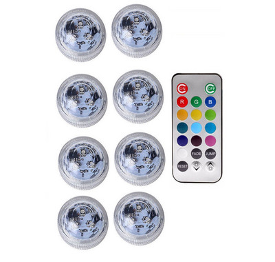 Akkumulátoros LED-es víz alatti lámpák távirányító, 13 színű merülőfényű RGB tealámpa gyomláláshoz karácsonyi Valentin-napi bulihoz