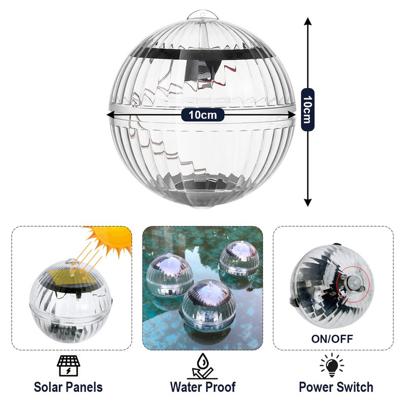 Соларно осветление за басейн Плаваща лампа Потопяема подводна светлина Фенер за плувен басейн Външен Led Floater Водоустойчиво осветление за басейни