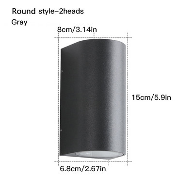 IP65 crna siva Vodootporna unutarnja vanjska Led zidna svjetla 3W/6W LED aluminijska zidna svjetiljka Vrtna svjetla Moderna zidna svjetla Porch Li