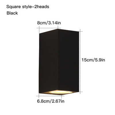 IP65 crna siva Vodootporna unutarnja vanjska Led zidna svjetla 3W/6W LED aluminijska zidna svjetiljka Vrtna svjetla Moderna zidna svjetla Porch Li