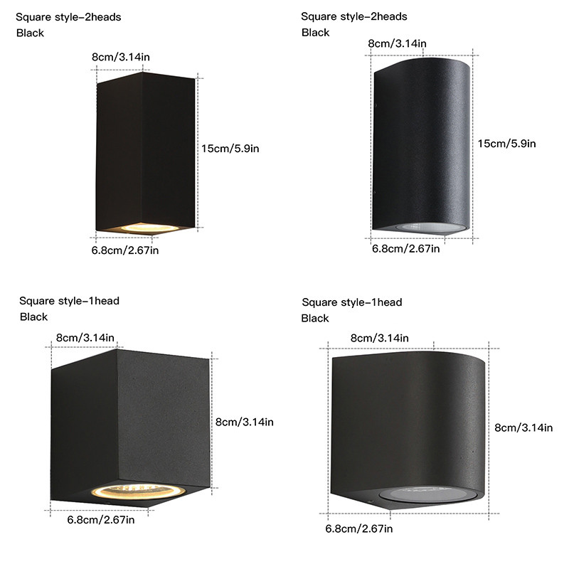 IP65 crna siva Vodootporna unutarnja vanjska Led zidna svjetla 3W/6W LED aluminijska zidna svjetiljka Vrtna svjetla Moderna zidna svjetla Porch Li