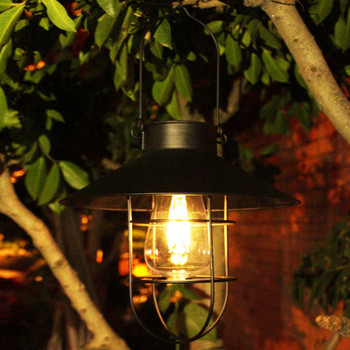 Соларна лампа Външни градински светлини Винтидж соларен фенер Желязна висяща лампа Соларна висяща лампа Водоустойчива стенна лампа Градински декор