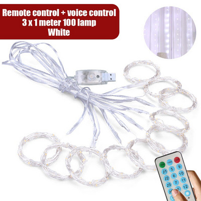 Led füzér függöny lámpák 8 mód USB hangvezérlés tündérfények húr esküvői karácsonyi dekoráció otthoni hálószobába fesztivál lámpa