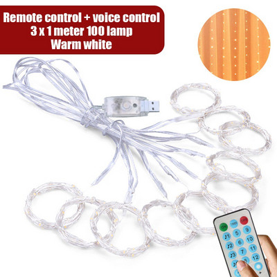 Led füzér függöny lámpák 8 mód USB hangvezérlés tündérfények húr esküvői karácsonyi dekoráció otthoni hálószobába fesztivál lámpa