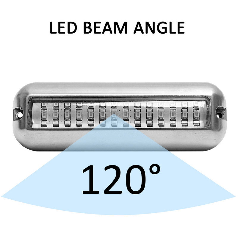 42 LED 50 W nerūdijančio plieno valties skersinis apšvietimas povandeninis pontoninis jūrinio laivo priedai Lengvas vandeniui atsparus jūrinis apšvietimas