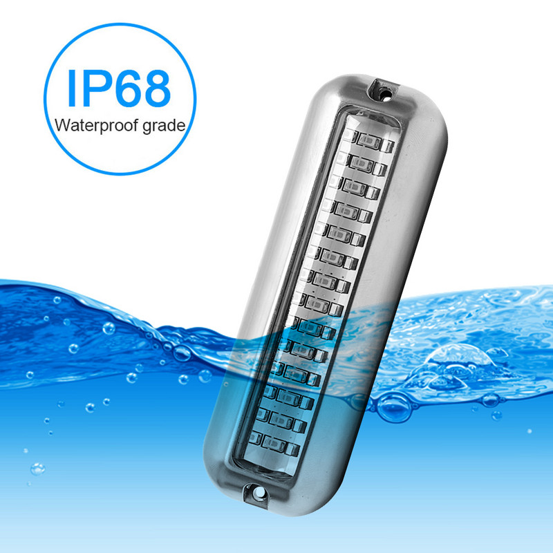 42 LED 50 W nerūdijančio plieno valties skersinis apšvietimas povandeninis pontoninis jūrinio laivo priedai Lengvas vandeniui atsparus jūrinis apšvietimas