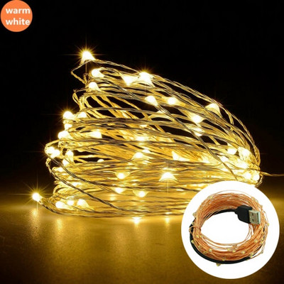 „ColorRGB Fairy Lights“ lempučių styginiai, varinės vielos žvaigždėtas LED lempos miegamajam, lauke, kalėdinės lemputės maitinamos USB