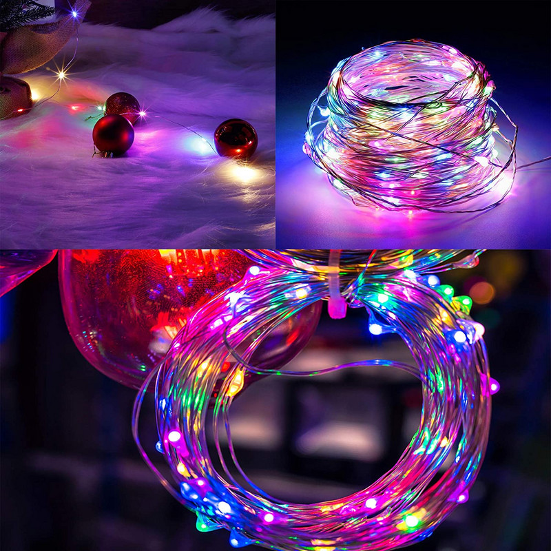„ColorRGB Fairy Lights“ lempučių styginiai, varinės vielos žvaigždėtas LED lempos miegamajam, lauke, kalėdinės lemputės maitinamos USB