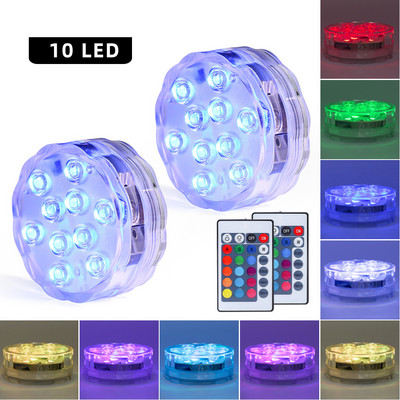 Πολύχρωμο υποβρύχιο LED RGB IP68 Αδιάβροχο υποβρύχιο φωτιστικό νύχτας Βάζο τσαγιού ελαφρύ μπολ Χριστουγεννιάτικη διακόσμηση γάμου