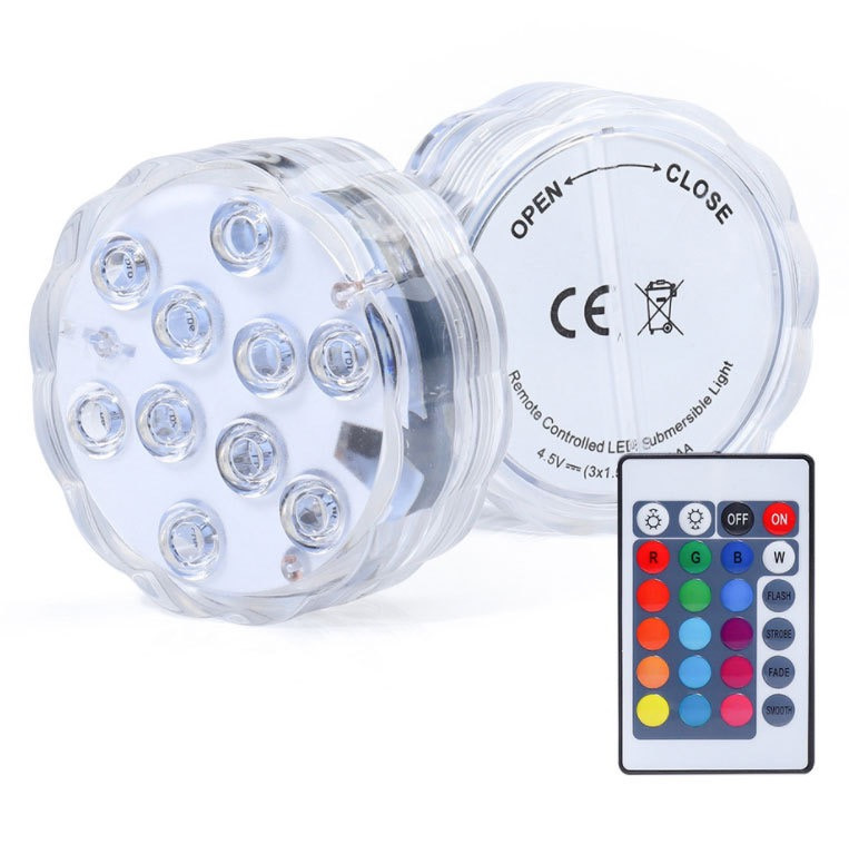 Daudzkrāsu iegremdējama LED RGB IP68 ūdensnecaurlaidīga zemūdens nakts lampa tējas gaismas vāzes bļodā kāzu Ziemassvētku dekors