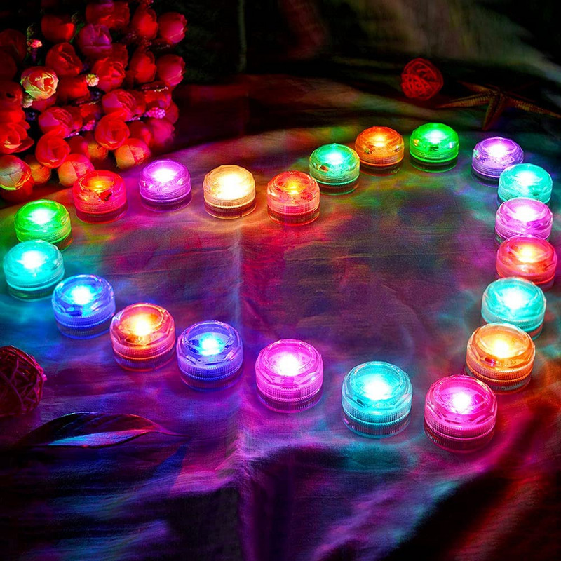 Távirányítós RGB merülőfény vízálló LED víz alatti lámpa esküvői karácsonyi akvárium váza úszómedence dekorációhoz