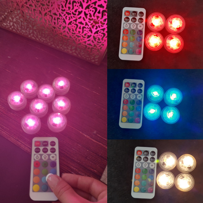 Távirányítós RGB merülőfény vízálló LED víz alatti lámpa esküvői karácsonyi akvárium váza úszómedence dekorációhoz