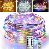Led Twinkle string lámpák távirányítóval USB vízálló réz drót Fairy Light Garland karácsonyi dekoráció világító lánc