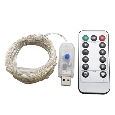 Led Twinkle string lámpák távirányítóval USB vízálló réz drót Fairy Light Garland karácsonyi dekoráció világító lánc