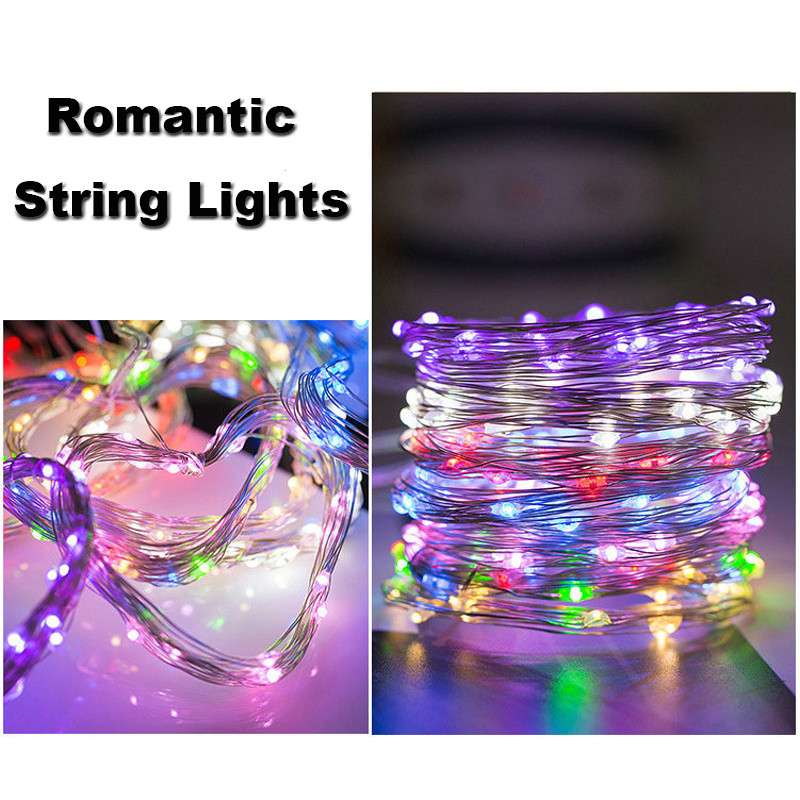 Led Twinkle string lámpák távirányítóval USB vízálló réz drót Fairy Light Garland karácsonyi dekoráció világító lánc