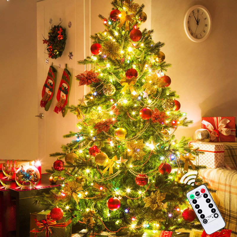 Led Twinkle string lámpák távirányítóval USB vízálló réz drót Fairy Light Garland karácsonyi dekoráció világító lánc