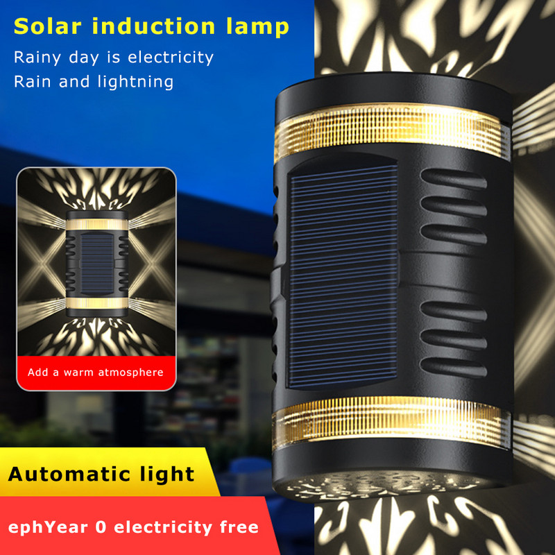 Saules LED gaismas āra sienas lampa Ūdensnecaurlaidīga saules paneļa dārza dekoru gaisma balkona pagalma ainavai ielas dārza gaisma