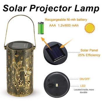 Solar Hollow Projection Light LED Butterfly Φωτιστικό εξωτερικού χώρου Αδιάβροχο φορητό ανυψωτικό κρεμαστό φωτιστικό ρετρό διακόσμηση πάρκου