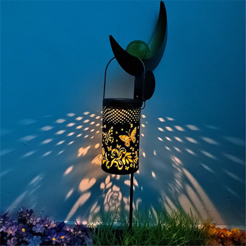 Слънчева куха прожекционна светлина LED пеперуда външна лампа Водоустойчива преносима повдигаща се висяща лампа Ретро градинска паркова декорация