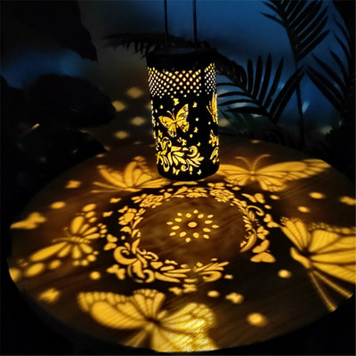 Solar Hollow Projection Light LED Butterfly Φωτιστικό εξωτερικού χώρου Αδιάβροχο φορητό ανυψωτικό κρεμαστό φωτιστικό ρετρό διακόσμηση πάρκου