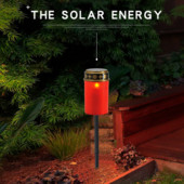 Saules sveces gaisma Viedā gaismjutīga āra lietus necaurlaidīga kapsētas lampa Helovīna dekorācija Sarkana/balta lūgšanu dārza laterna