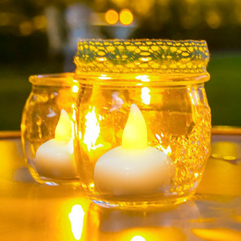 24/12бр. Трептяща безпламъчна LED лампа за свещи Водоустойчива плаваща върху вода LED лампа за чай, работеща на батерии за спа басейн
