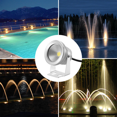 Ūdensizturīgs IP65 LED zemūdens prožektors peldbaseinu strūklakām dīķa ūdens dārza akvārijam 900 ~ 1000 LM 180 grādu virziens