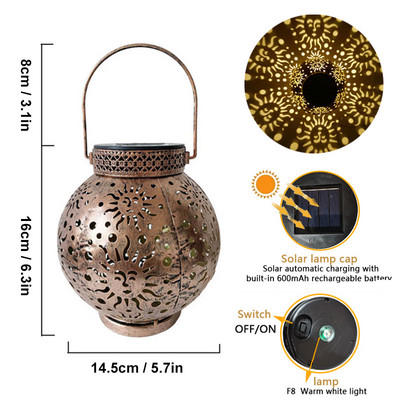 Neperšlampami saulės sodo žibintai lauke pakabinami metaliniai mėnulio žvaigždės projekciniai saulės žibintai, skirti vidaus kiemo takų dekoravimui