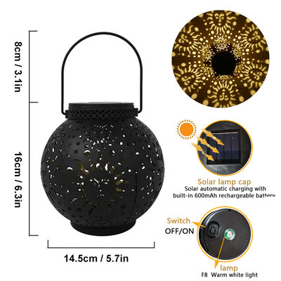 Neperšlampami saulės sodo žibintai lauke pakabinami metaliniai mėnulio žvaigždės projekciniai saulės žibintai, skirti vidaus kiemo takų dekoravimui