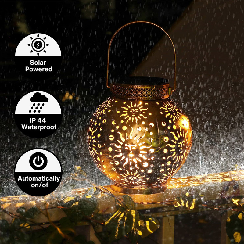 Neperšlampami saulės sodo žibintai lauke pakabinami metaliniai mėnulio žvaigždės projekciniai saulės žibintai, skirti vidaus kiemo takų dekoravimui