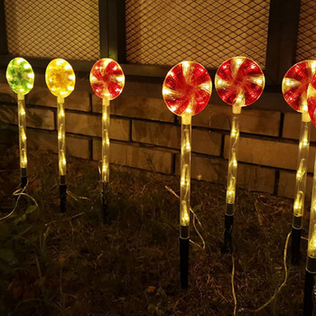 4 бр. Led соларна лампа за пътека от бонбонена тръстика 8 режима Външни водоустойчиви светлини за близалки за Коледа, Нова година, празничен декор