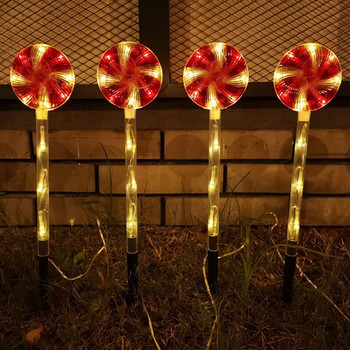 4 бр. Led соларна лампа за пътека от бонбонена тръстика 8 режима Външни водоустойчиви светлини за близалки за Коледа, Нова година, празничен декор
