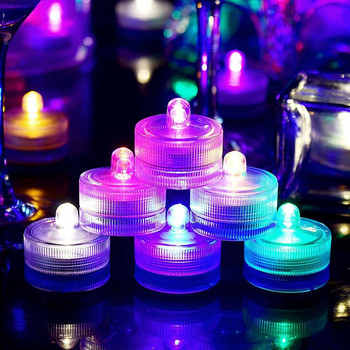 12 τμχ/Παρτίδα Αδιάβροχα LED Φωτάκια τσαγιού με Μπαταρία Υποβρύχια Λάμπα LED για Κεριά Βάζα Γάμου Φωτιστικό Δεξαμενής Ψαριών