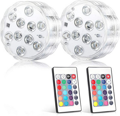 10 led RGB merülő LED lámpák víz alatti éjszakai fény kültéri úszómedence fény tealámpa váza tóparti esküvői dekoráció