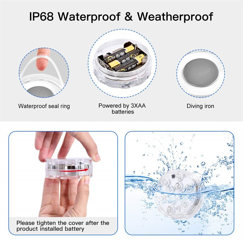 10 led RGB merülő LED lámpák víz alatti éjszakai fény kültéri úszómedence fény tealámpa váza tóparti esküvői dekoráció