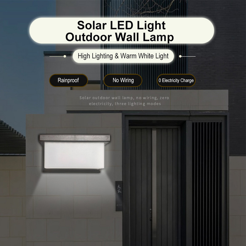 60LED napelemes LED fali lámpák kültéri 3 módú mozgásérzékelős vízálló otthoni kert ajtó tájház udvari dekorációs lámpa