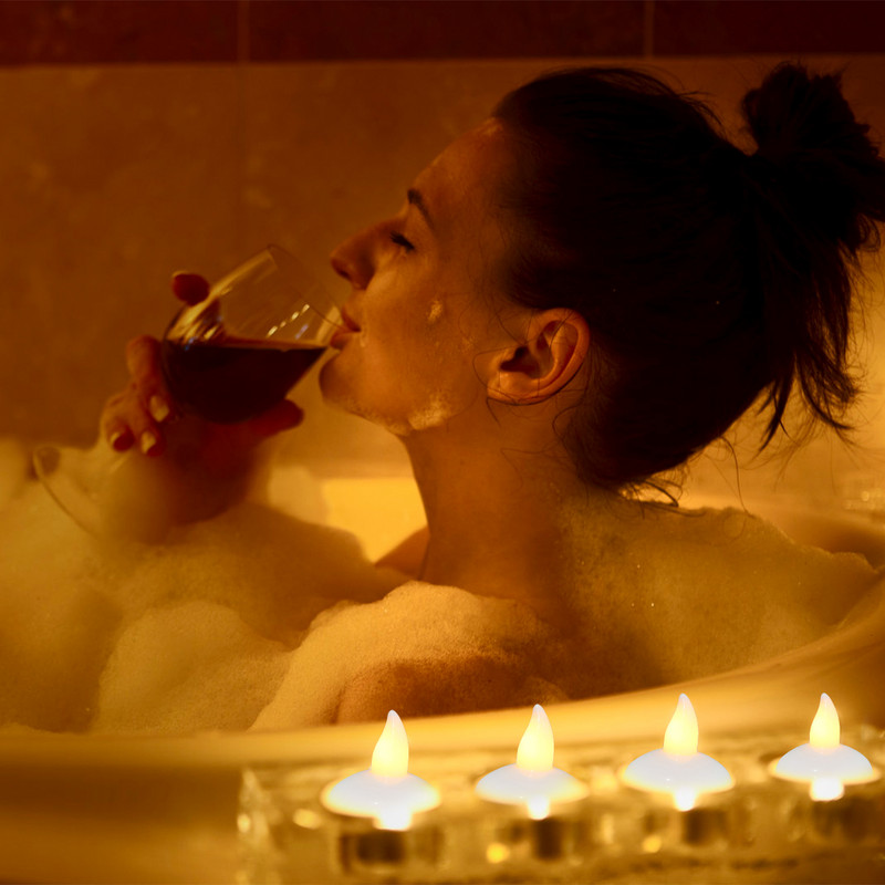 Vodootporna plutajuća svjetiljka za čajnu svjetiljku od 12 komada za kadu za kupanje u bazenu, svjetiljka za bazen s treperećom svijećom bez plamena