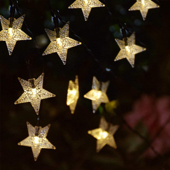 Външни слънчеви звездни светлини 20 50LED водоустойчива коледна соларна лампа за градински двор Пейзаж Коледно дърво Нова година