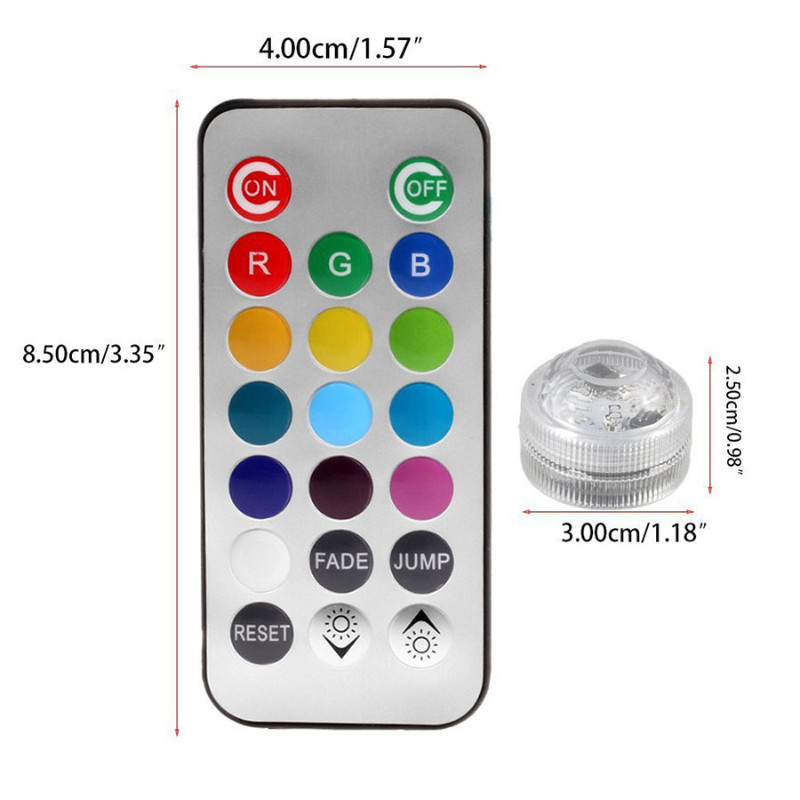 10 gab IP68 ūdensnecaurlaidīgs ar akumulatoru darbināms daudzkrāsu iegremdējams LED zemūdens apgaismojums zivju tvertņu peldbaseina kāzu ballītei