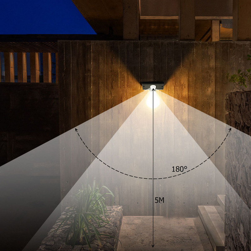 Bec solar cu LED Lanternă cu senzor de mișcare Lampă de perete în aer liber, impermeabilă, pentru veranda, lumina solară pentru perete, pentru decorare pentru grădină