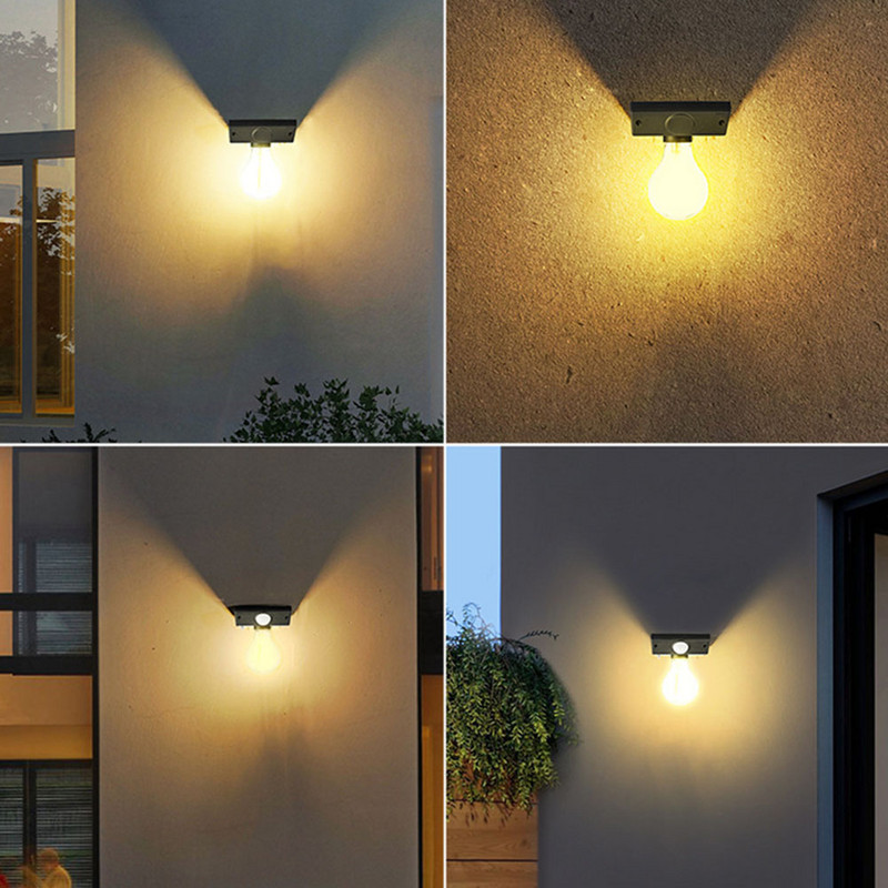 Bec solar cu LED Lanternă cu senzor de mișcare Lampă de perete în aer liber, impermeabilă, pentru veranda, lumina solară pentru perete, pentru decorare pentru grădină
